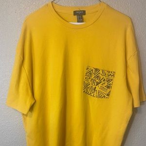Forever 21 21Men Yellow Abstract T-Shirt